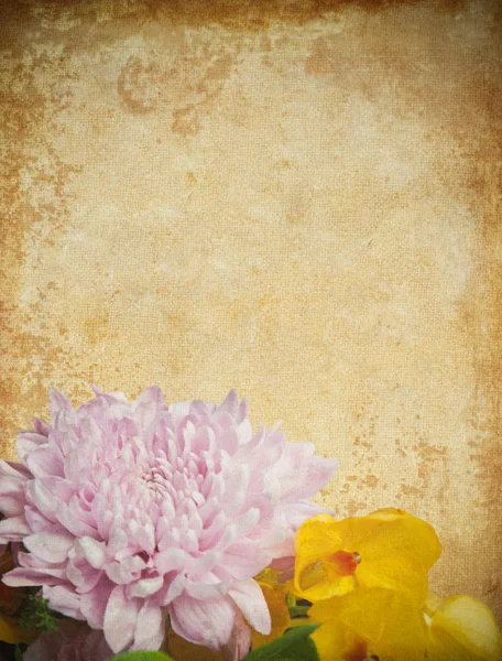 Eski grunge kağıt ve çiçek arka plan — Stok fotoğraf