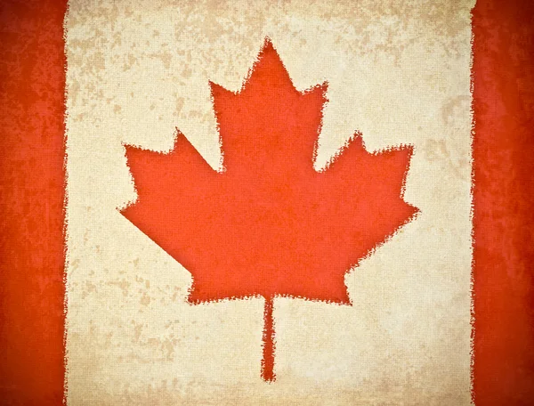 Altes Grunge-Papier mit kanadischem Flaggenhintergrund — Stockfoto
