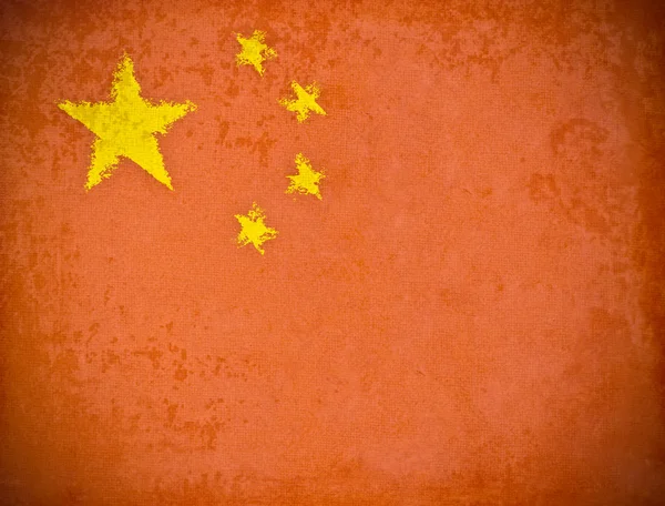 Oud grunge papier met china vlag achtergrond — Stockfoto