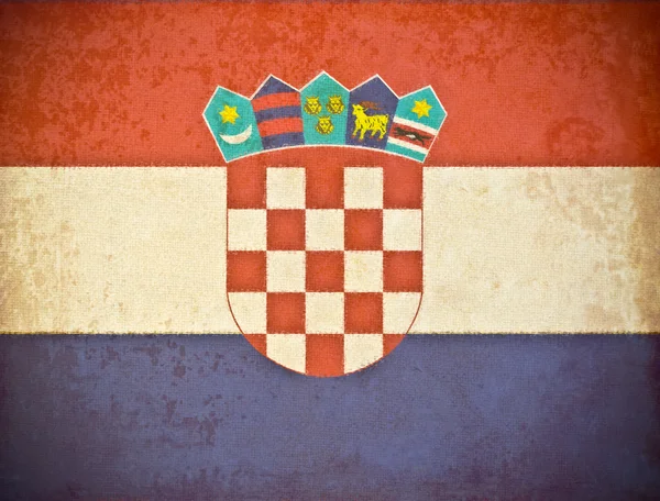 Vieux papier grunge avec fond drapeau de Croatie — Photo