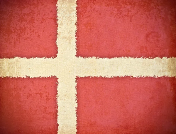 Danimarka bayrağı geçmişi olan eski bir grunge kağıt — Stok fotoğraf