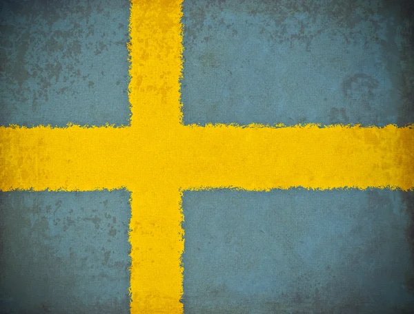 Старая гранж-бумага на фоне шведского флага — стоковое фото