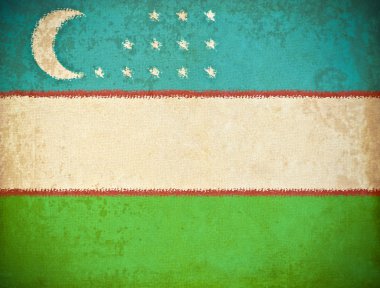 Özbekistan bayrağı geçmişi olan eski bir grunge kağıt