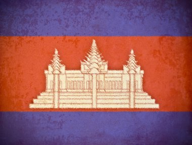 Kamboçya bayrağı geçmişi olan eski bir grunge kağıt