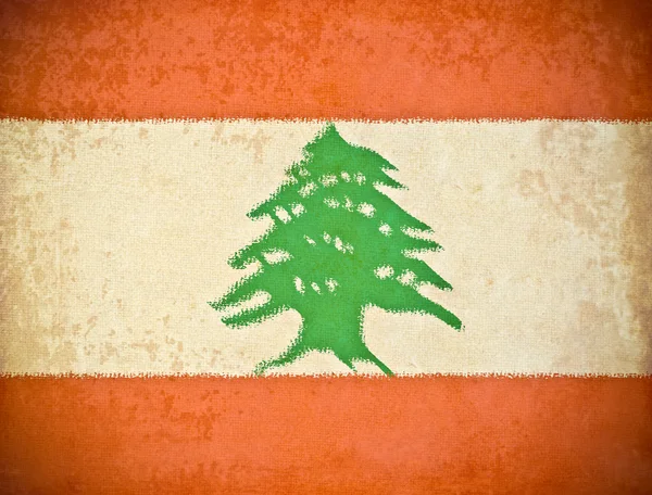 Vieux papier grunge avec fond drapeau libanais — Photo