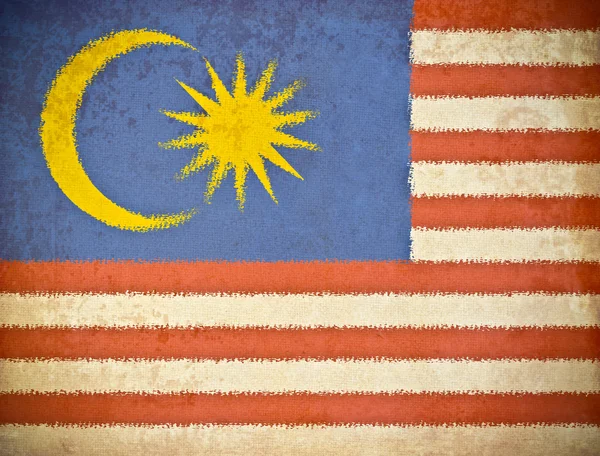 Viejo papel grunge con fondo de bandera de Malasia —  Fotos de Stock