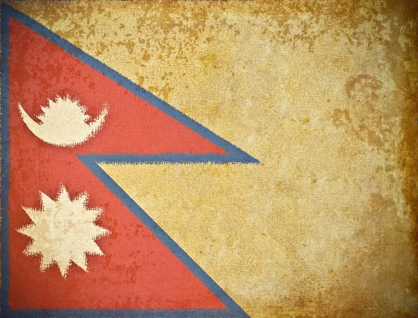 旧的 grunge 纸与尼泊尔国旗背景 — 图库照片