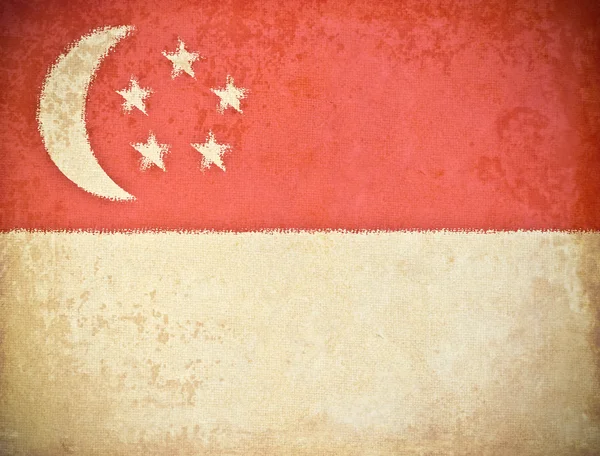 Stary papier tle flaga Singapuru — Zdjęcie stockowe
