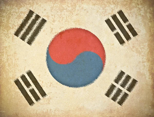 Vieux papier grunge avec fond drapeau sud-coréen — Photo