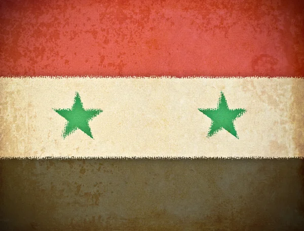 旧的 grunge 纸与叙利亚国旗背景 — 图库照片