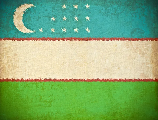 ウズベキスタンの旗の背景を持つ古いグランジ紙 — ストック写真