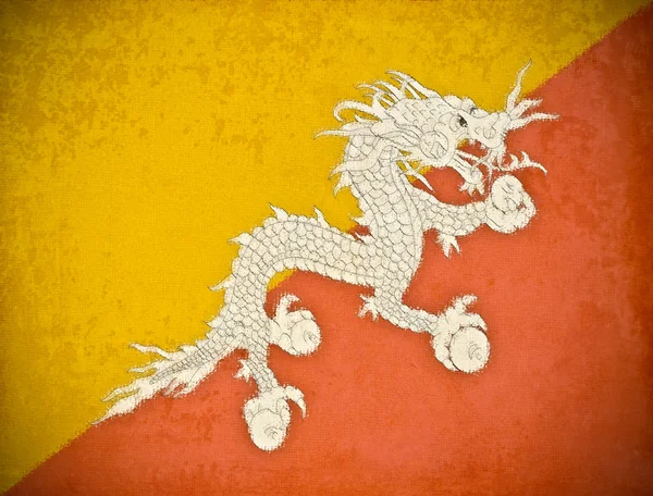 Altes Grunge-Papier mit Bhutan-Flagge Hintergrund — Stockfoto
