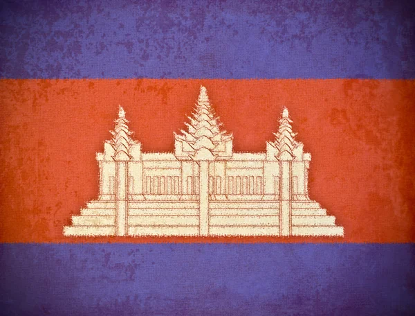 Старая гранж-бумага на фоне флага Камбоджи — стоковое фото