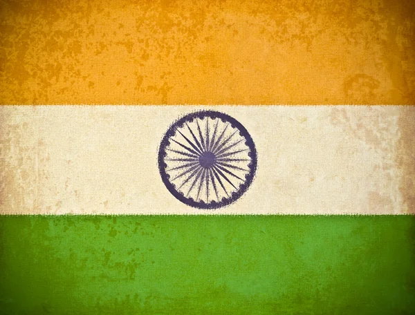 stock image Old grunge paper with India flag background