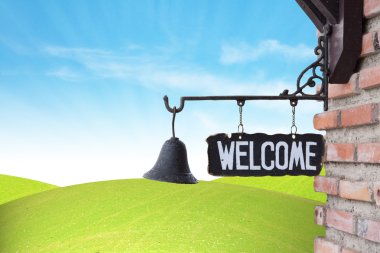 Welcome Sign on wall clipart