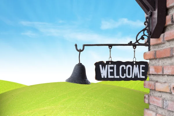 Welcome Sign on wall — Stock Photo, Image