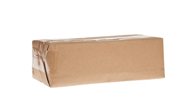 Caja marrón con cinta adhesiva para envío — Foto de Stock