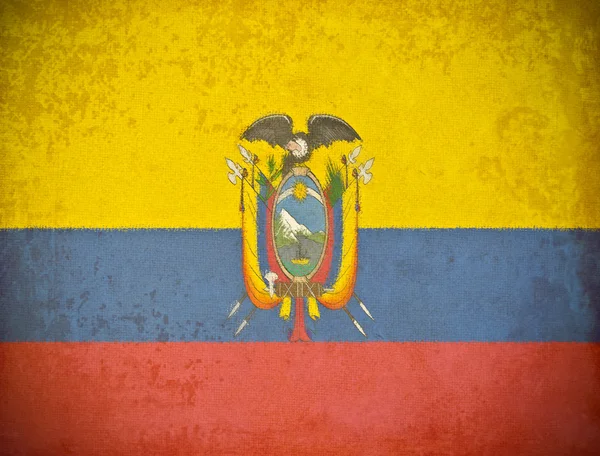 Ecuadorflag の背景を持つ古いグランジ紙 — ストック写真