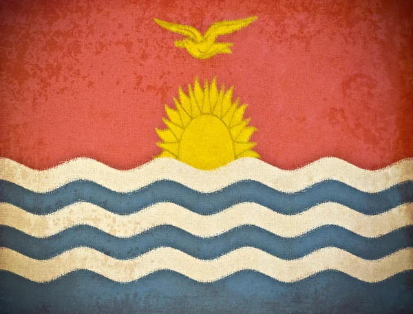 キリバス共和国の旗の背景を持つ古いグランジ紙 — ストック写真