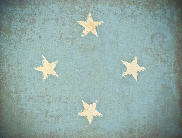 Stary papier tle flaga Mikronezji — Zdjęcie stockowe
