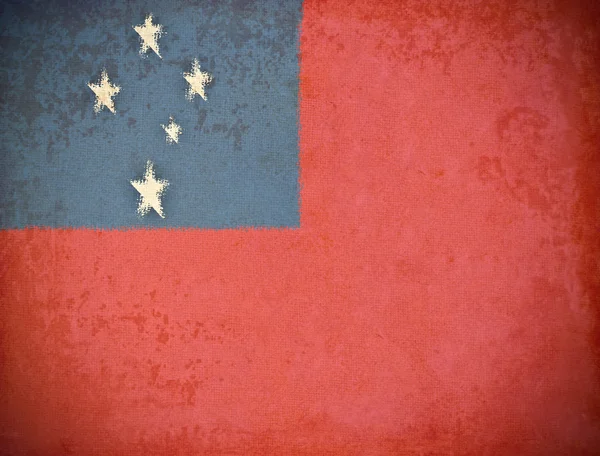 Viejo papel grunge con fondo de bandera de Samoa —  Fotos de Stock
