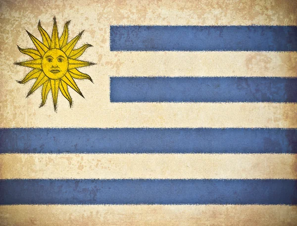 Gamla grunge paper med uruguay flagga bakgrund — Stockfoto