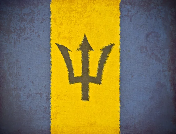 Altes Grunge Papier mit Barbados Flagge Hintergrund — Stockfoto