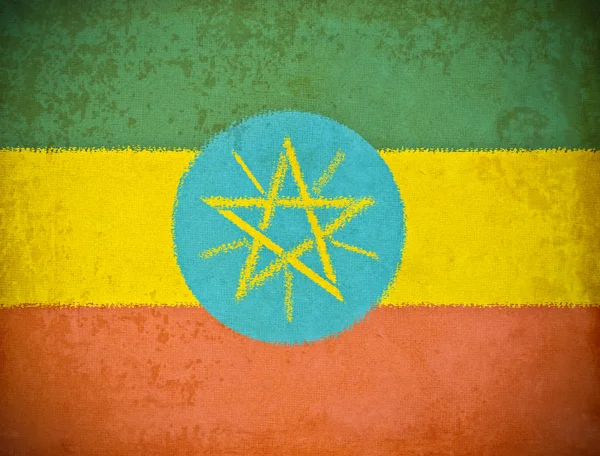 Gamla grunge paper med Etiopien flagga bakgrund — Stockfoto