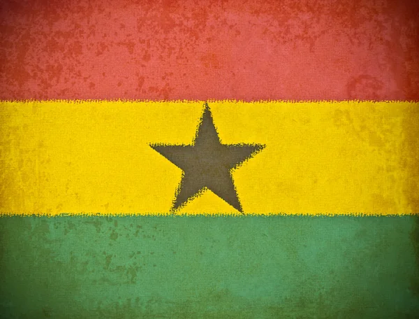 Old grunge paper with Ghana flag background — Stock Photo, Image