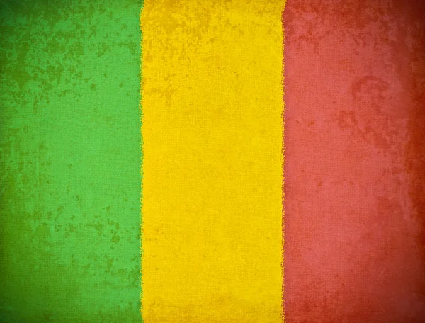 Old grunge paper with Mali flag background — Stock Photo, Image