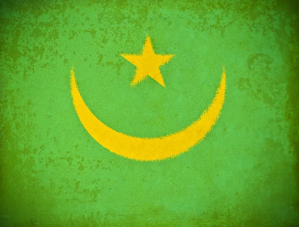 Starý papír grunge s pozadím Mauritánská vlajka — Stock fotografie