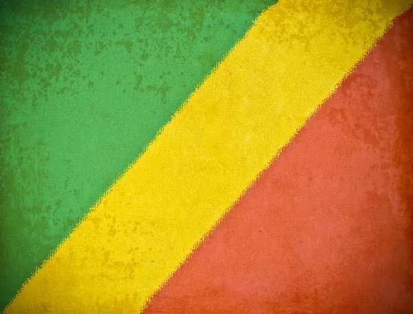 Cumhuriyeti Kongo Cumhuriyeti bayrağı arka plan ile eski bir grunge kağıt — Stok fotoğraf