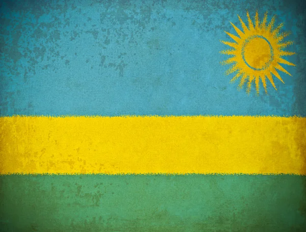 Vecchia carta grunge con sfondo bandiera ruandese — Foto Stock