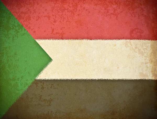 Old grunge paper with Sudan flag background — Stock Photo, Image