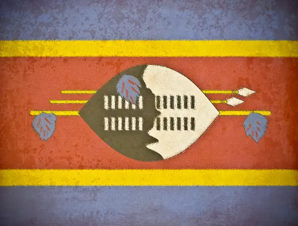 Старая гранж-бумага на фоне флага Свазиленда — стоковое фото
