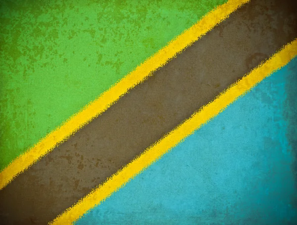 Viejo papel grunge con fondo de bandera de Tanzania —  Fotos de Stock