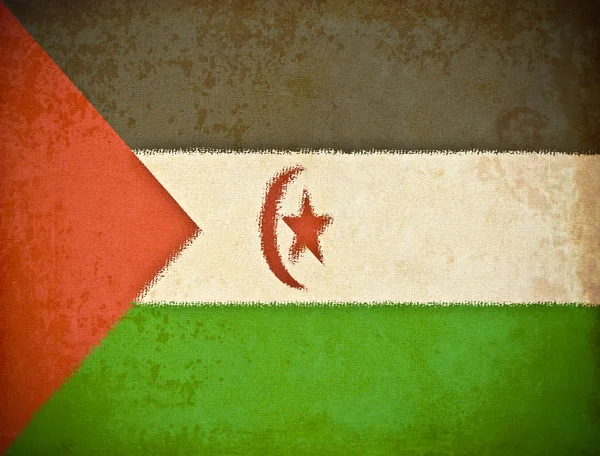 Vieux papier grunge avec fond drapeau du Sahara Occidental — Photo