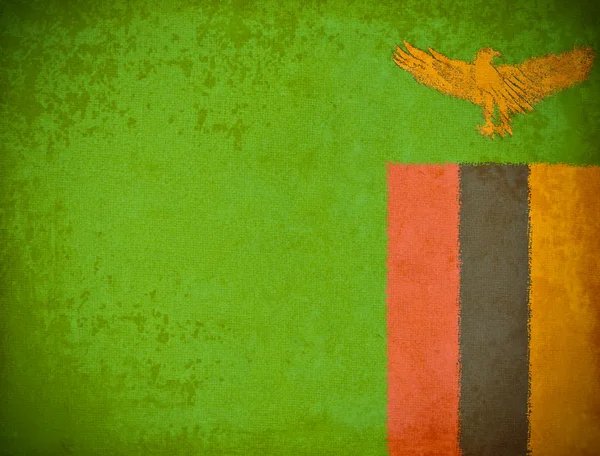 旧的 grunge 纸与赞比亚国旗背景 — 图库照片
