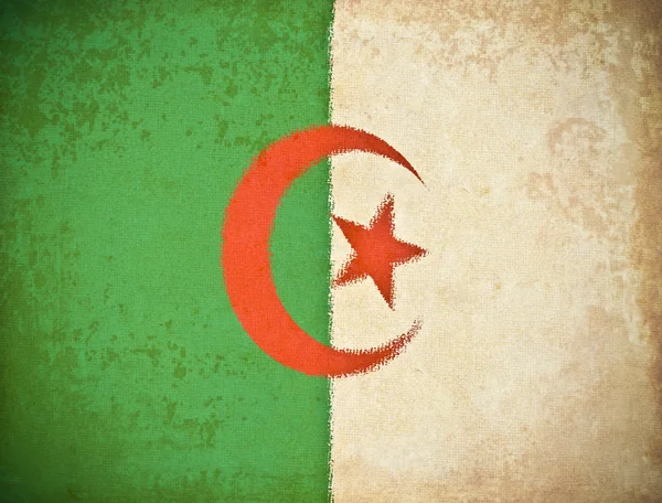 Vecchia carta grunge con sfondo bandiera Algeria — Foto Stock