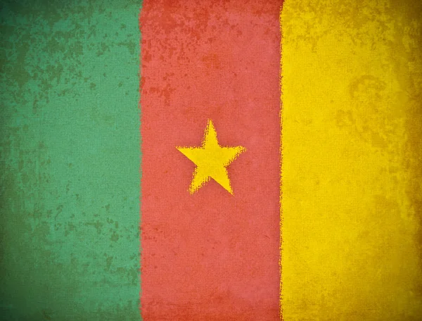Gamla grunge paper med Kamerun flagga bakgrund — Stockfoto