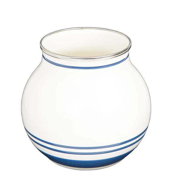 背景の縞模様と白い jar — ストック写真