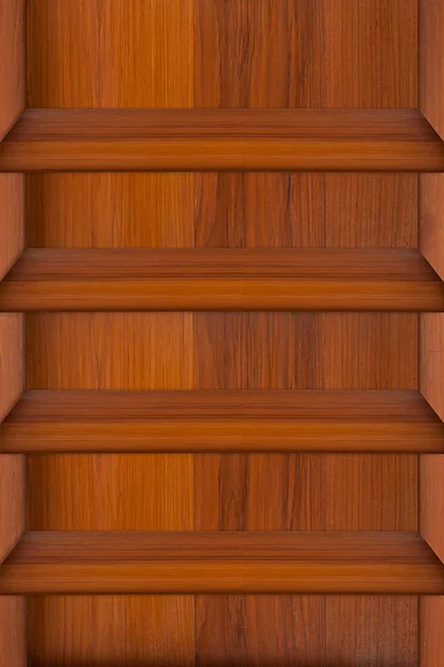 木制墙壁上的空木架 — 图库照片