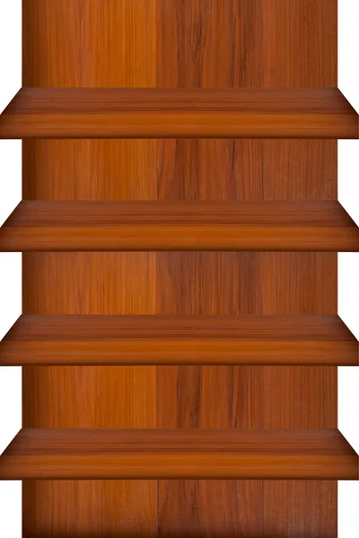 Pusta drewniana półka na drewnianej ścianie — Zdjęcie stockowe