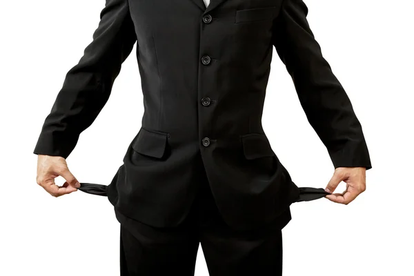 Businessman with empty pockets — Stock Photo, Image