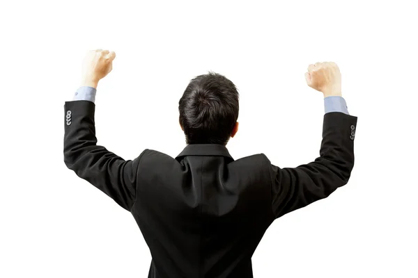 Successful businessman hands up — Stock Photo, Image