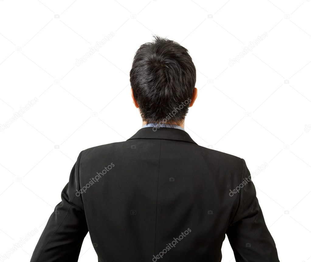 Back of businessman looking