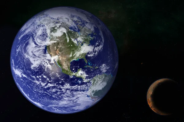 Planet Earth in galaxy space — Stock Photo, Image
