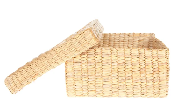 Open wicker basket isolated on white background — Stock Photo, Image