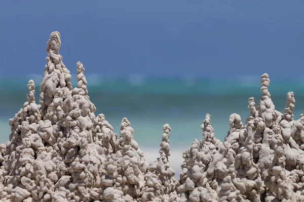 stock image Close up of sand formation fantasy - beach castle