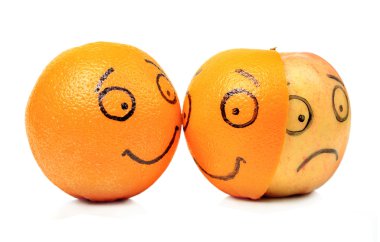 Apple and Orange emotions isolated on white clipart